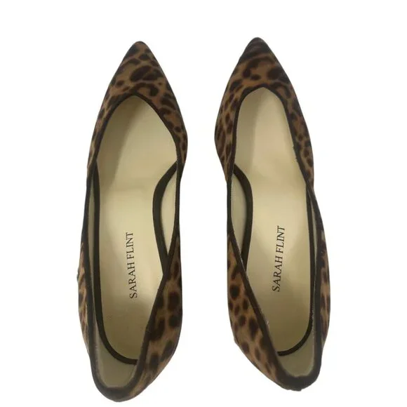 New Sarah Flint Perfect Emma Chocolate Leopard Haircalf Pointed Toe 50mm Pumps 8 - Picture 6 of 15